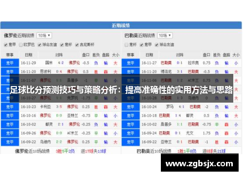 足球比分预测技巧与策略分析：提高准确性的实用方法与思路